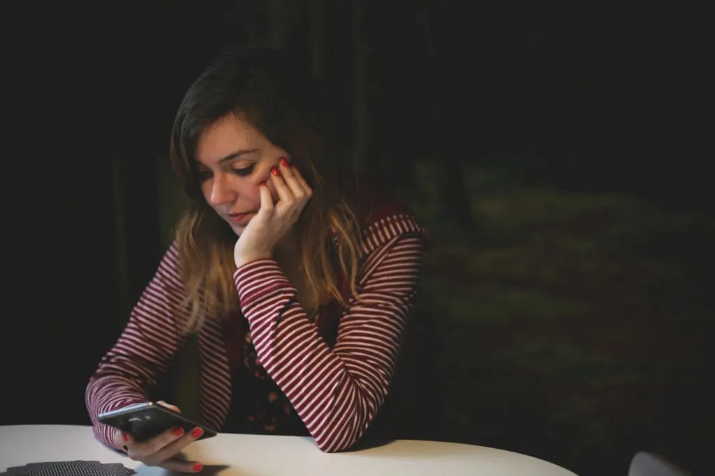 A girl using social media on mobile